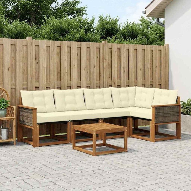Set de canapele de exterior 6 buc. Natural și Crem