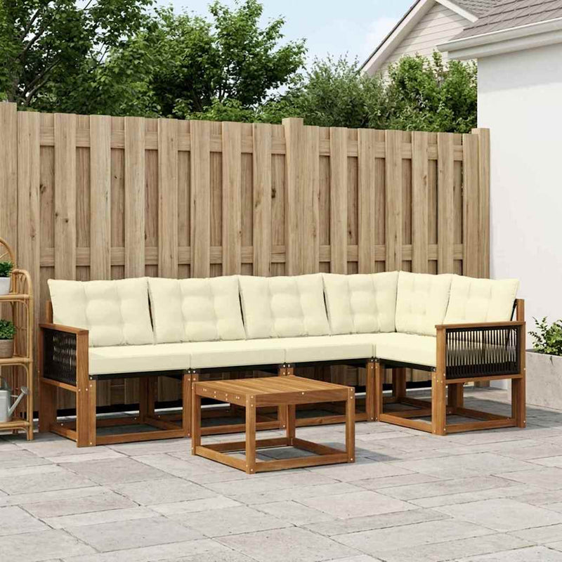 Set de canapele de exterior 6 buc. Natural și Crem