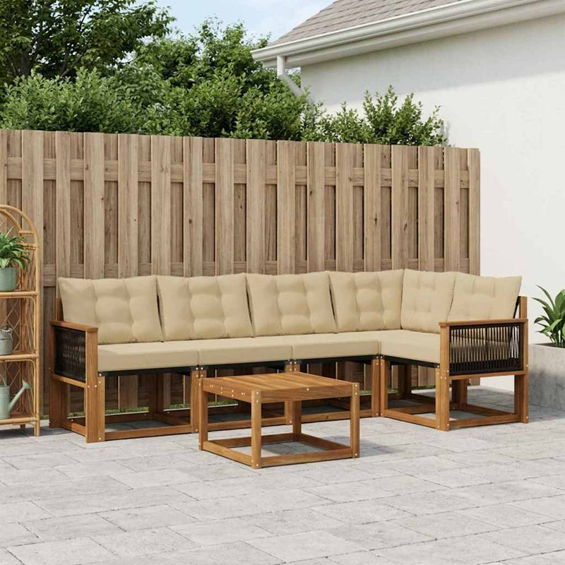 Set de canapele de exterior 6 buc. Natural și Bej
