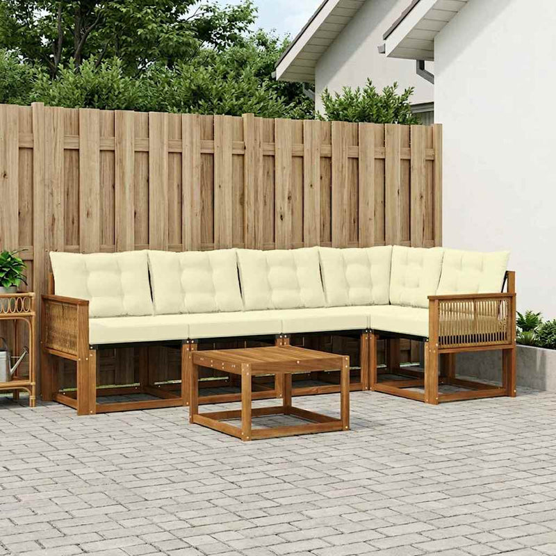 Set de canapele de exterior 6 buc. Natural și Crem