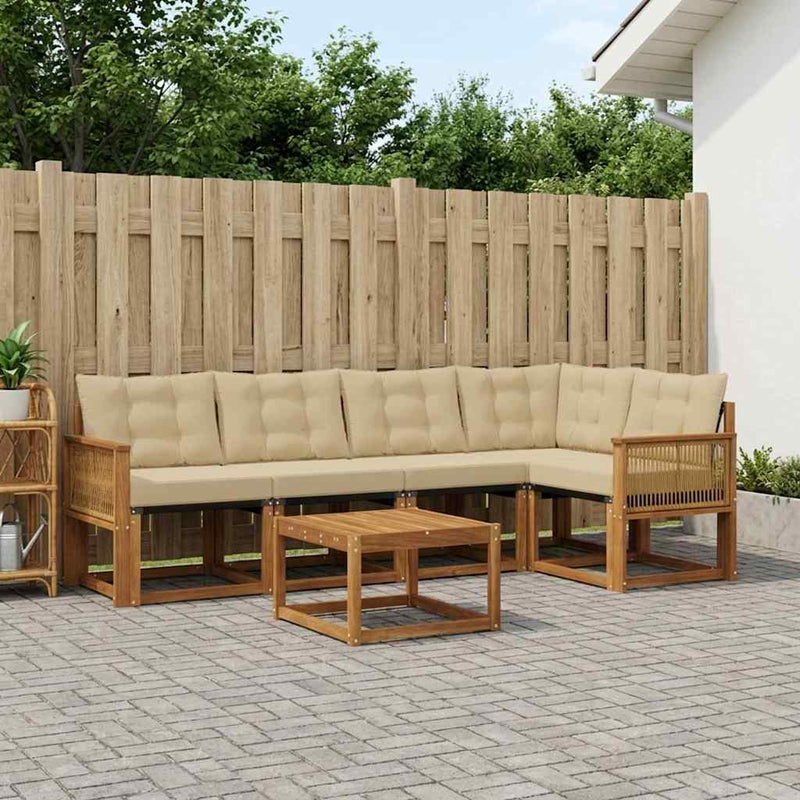 Set de canapele de exterior 6 buc. Natural și Bej