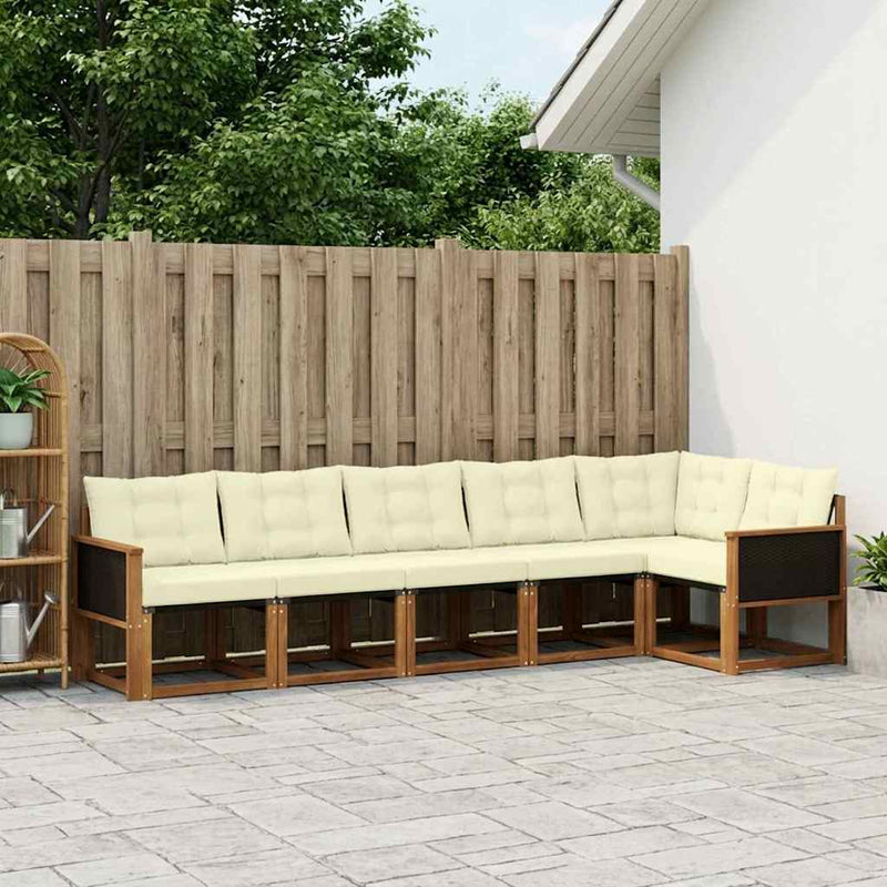 Set de canapele de exterior 6 buc. Natural și Crem