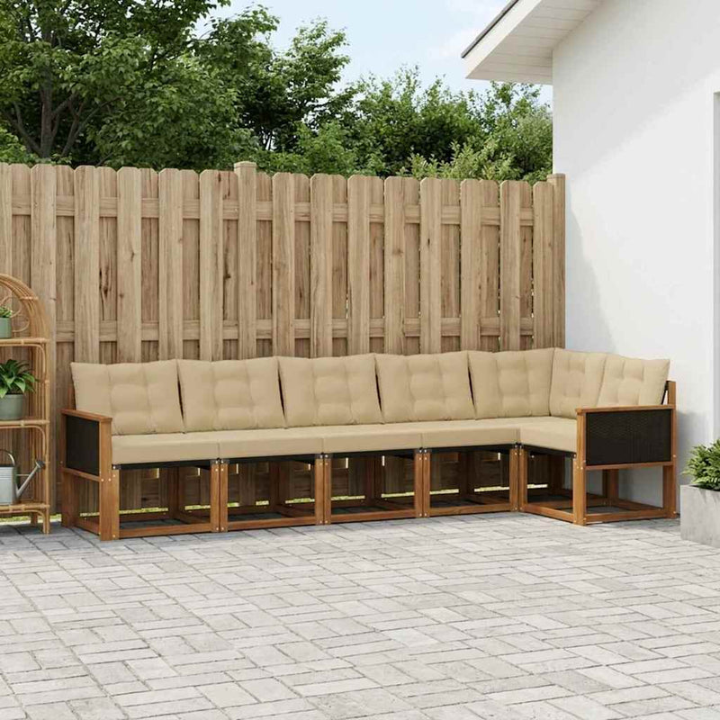 Set de canapele de exterior 6 buc. Natural și Bej