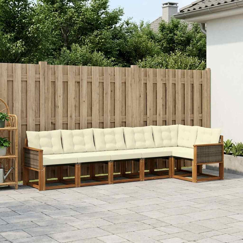 Set de canapele de exterior 6 buc. Natural și Crem