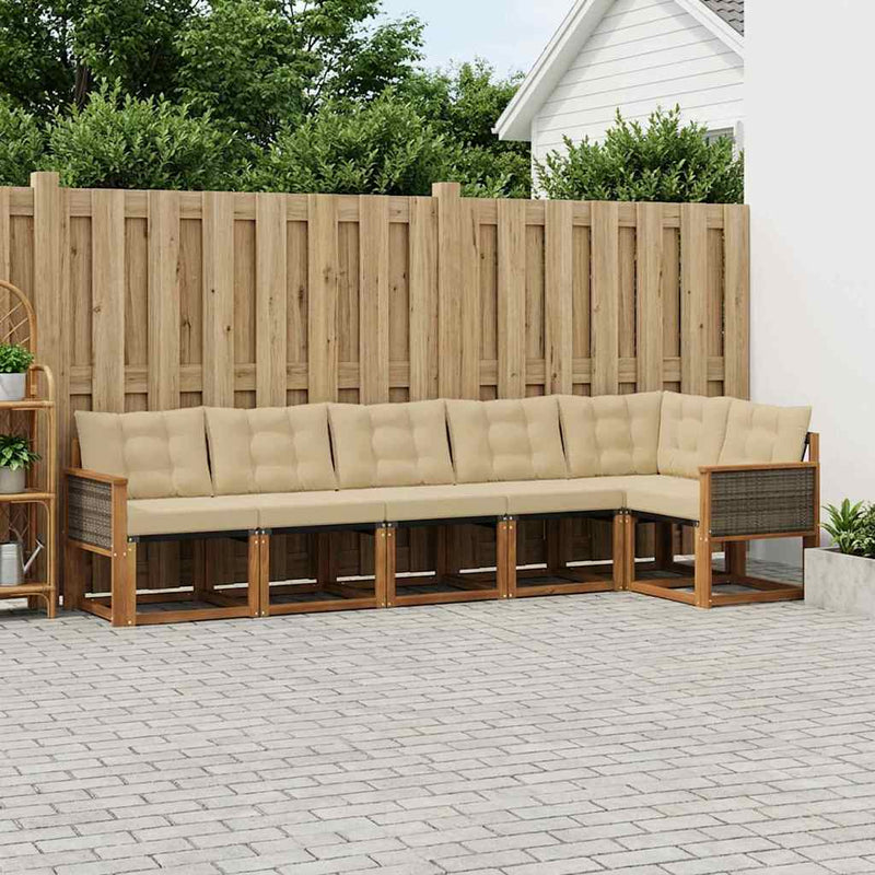 Set de canapele de exterior 6 buc. Natural și Bej
