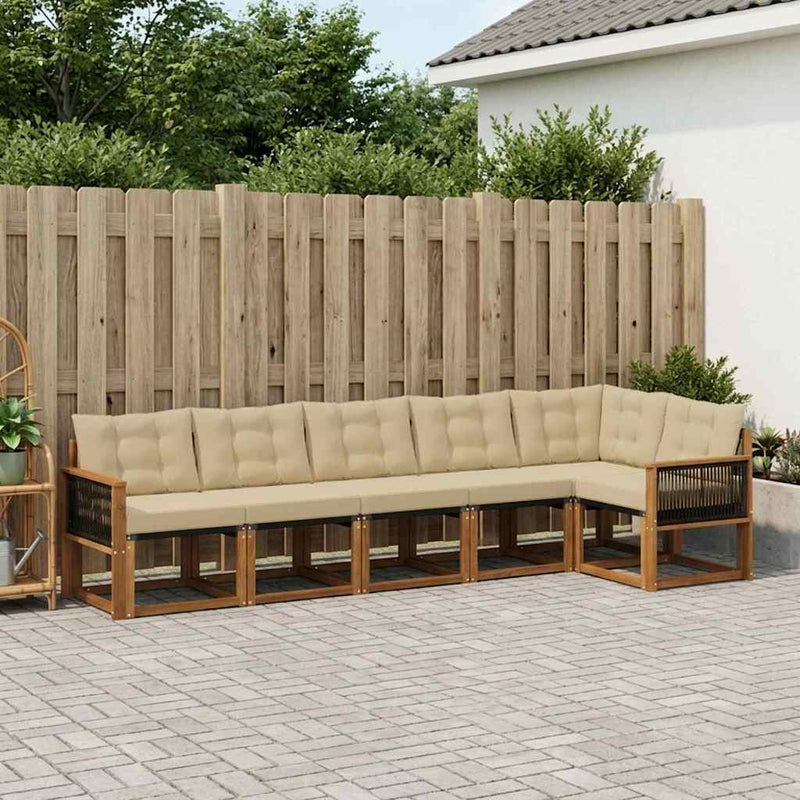 Set de canapele de exterior 6 buc. Natural și Bej
