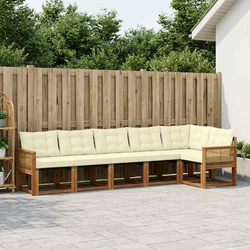 Set de canapele de exterior 6 buc. Natural și Crem