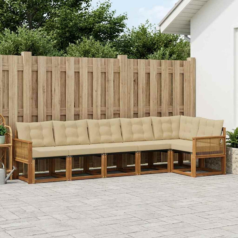 Set de canapele de exterior 6 buc. Natural și Bej