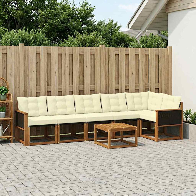 Set de canapele de exterior 7 buc. Natural și Crem