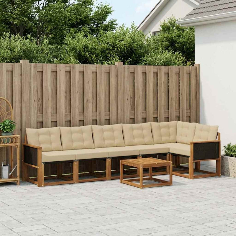Set de canapele de exterior 7 buc. Natural și Bej