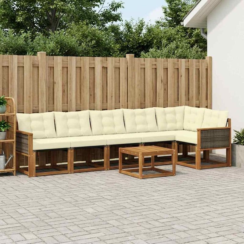 Set de canapele de exterior 7 buc. Natural și Crem