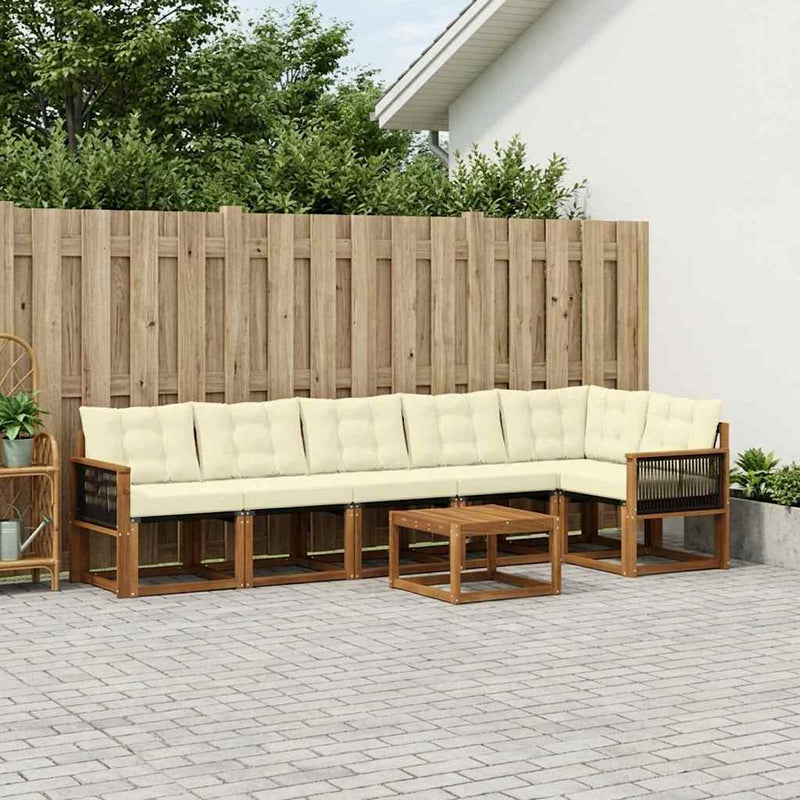 Set de canapele de exterior 7 buc. Natural și Crem