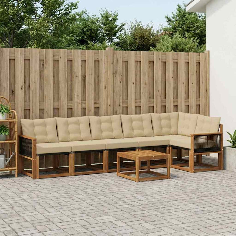 Set de canapele de exterior 7 buc. Natural și Bej