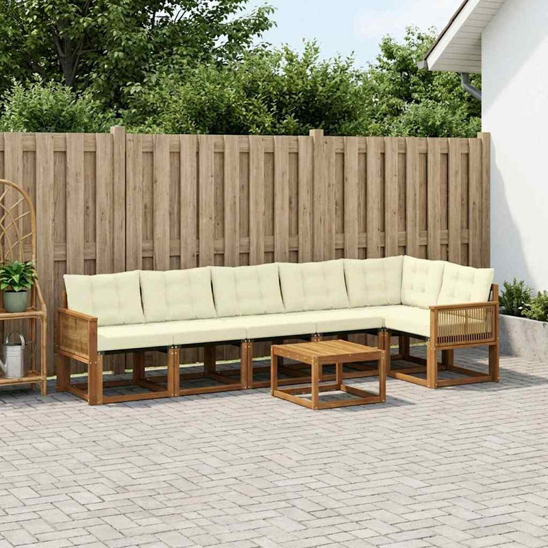 Set de canapele de exterior 7 buc. Natural și Crem