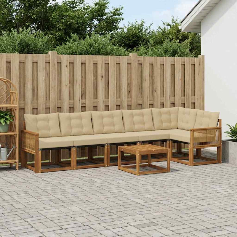 Set de canapele de exterior 7 buc. Natural și Bej