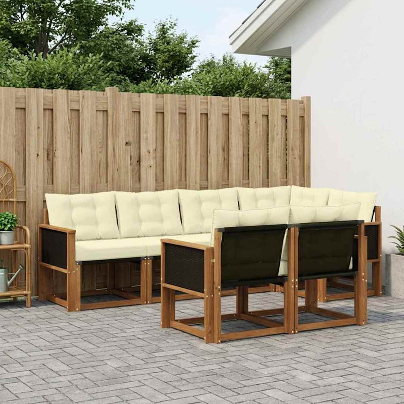 Set de canapele de exterior 7 buc. Natural și Crem
