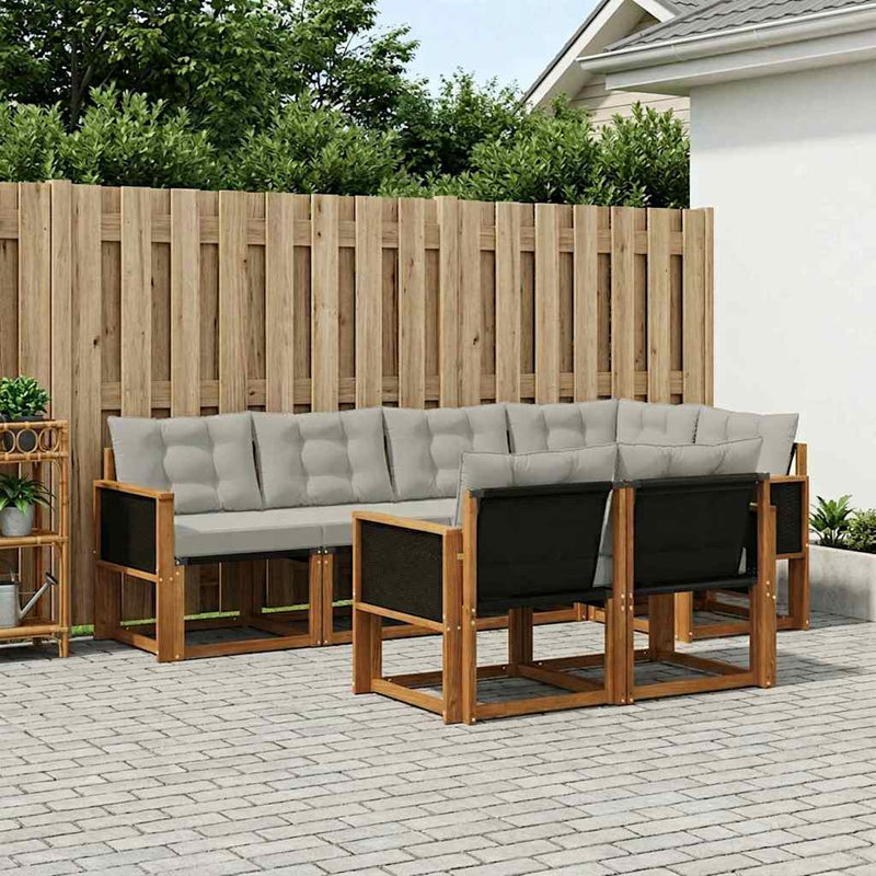Set de canapele de exterior 7 buc. Natural și gri deschis