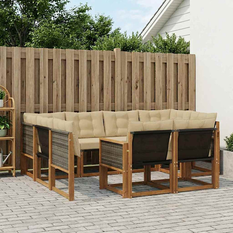 Set de canapele de exterior 7 buc. Natural și Bej