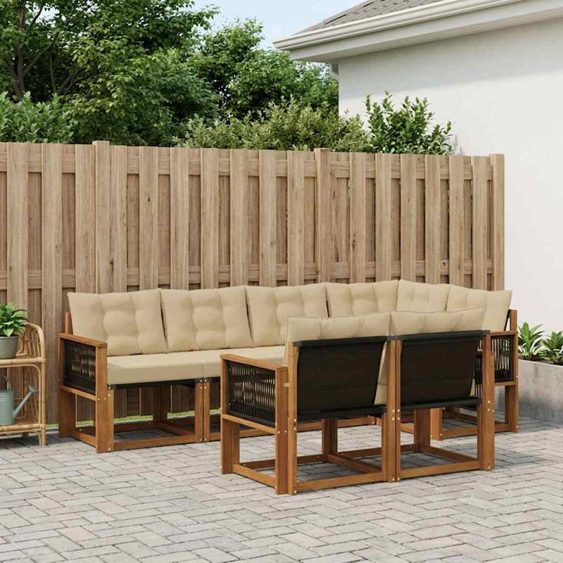Set de canapele de exterior 7 buc. Natural și Bej