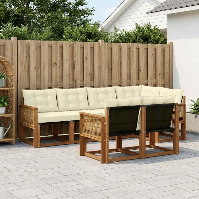Set de canapele de exterior 7 buc. Natural și Crem
