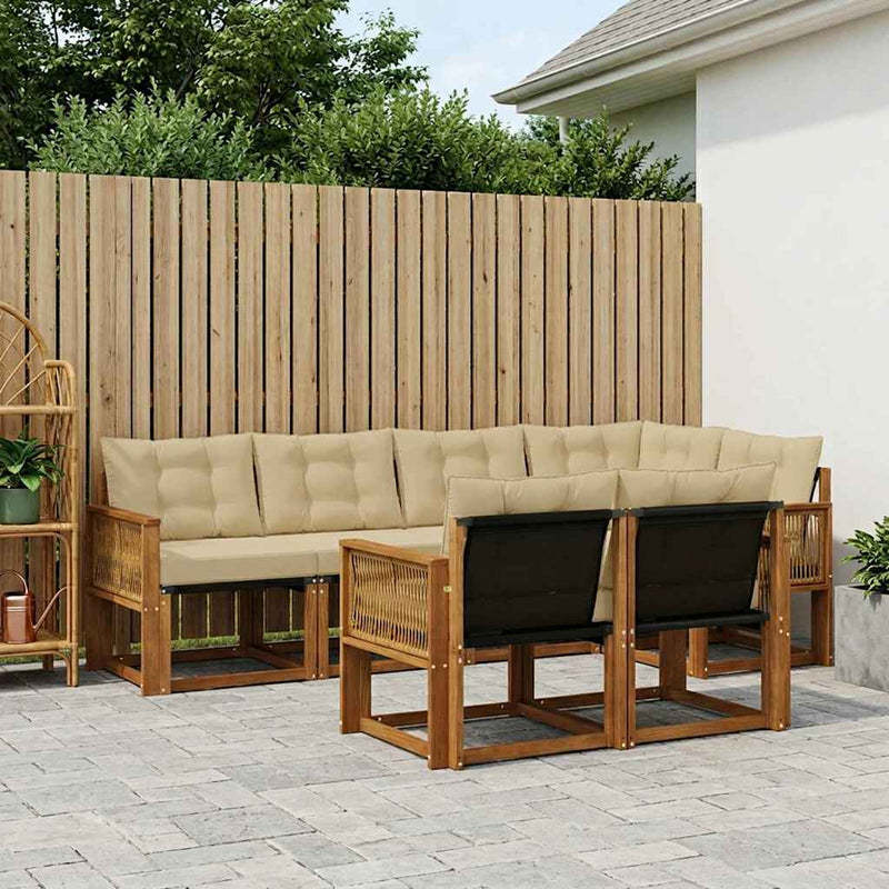 Set de canapele de exterior 7 buc. Natural și Bej