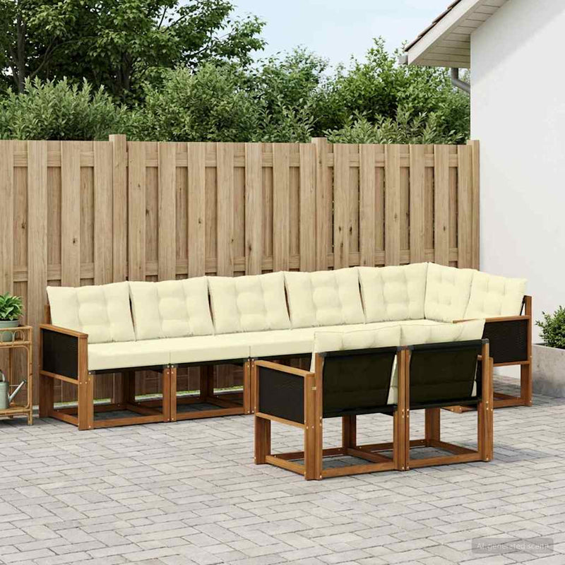 Set de canapele de exterior 8 buc. Natural și Crem
