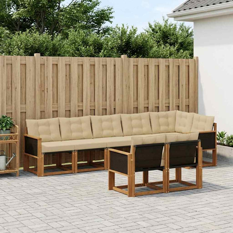 Set de canapele de exterior 8 buc. Natural și Bej