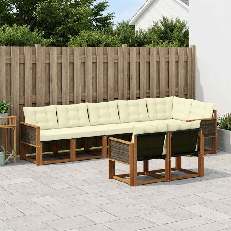 Set de canapele de exterior 8 buc. Natural și Crem