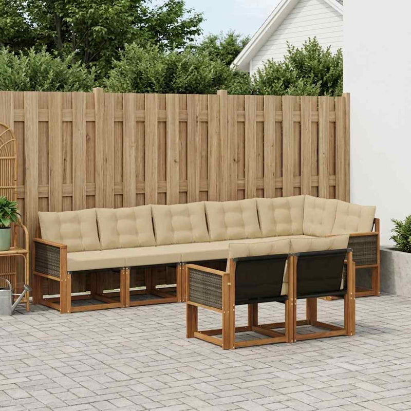 Set de canapele de exterior 8 buc. Natural și Bej