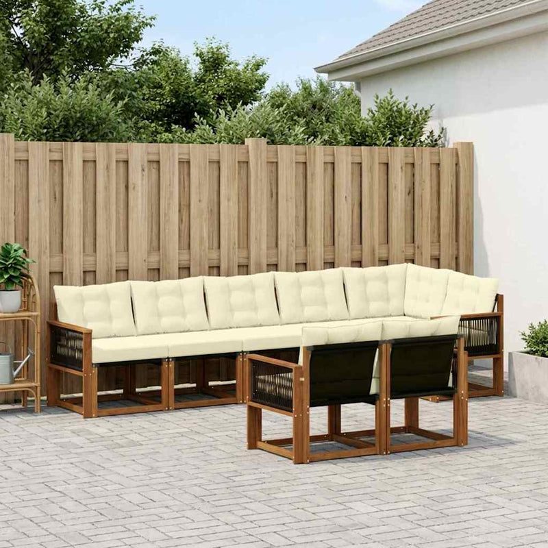 Set de canapele de exterior 8 buc. Natural și Crem