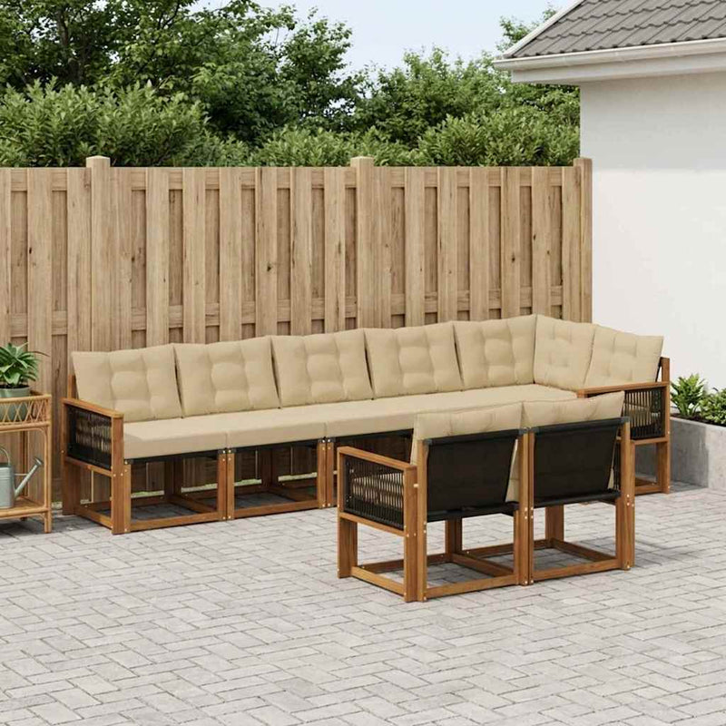 Set de canapele de exterior 8 buc. Natural și Bej