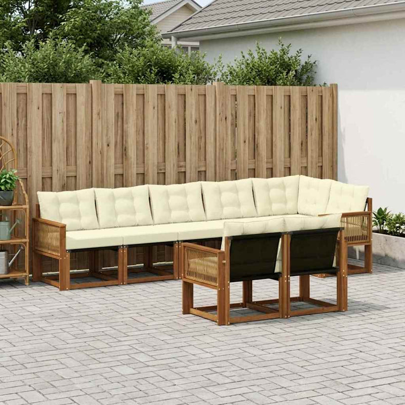 Set de canapele de exterior 8 buc. Natural și Crem