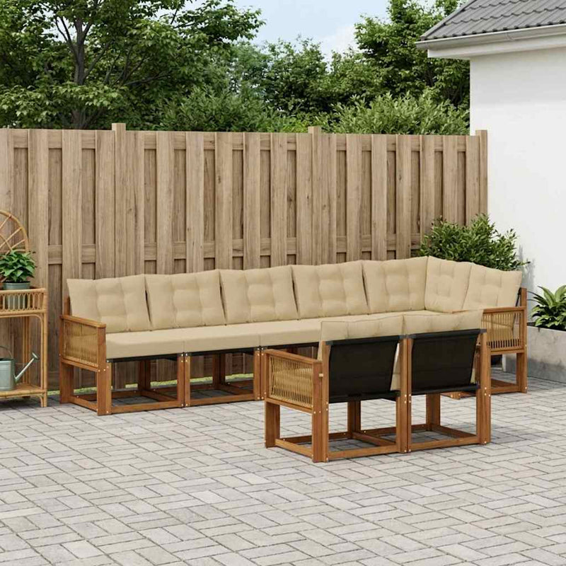 Set de canapele de exterior 8 buc. Natural și Bej