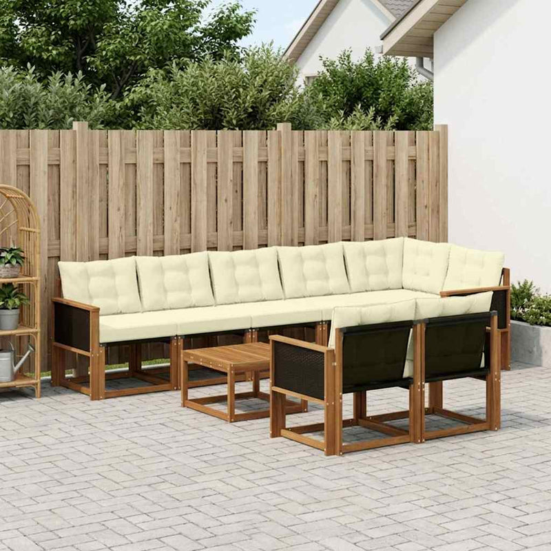 Set de canapele de exterior 9 buc. Natural și Crem