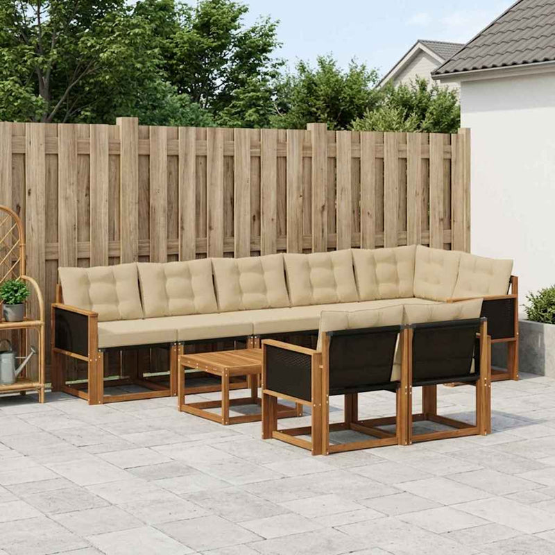 Set de canapele de exterior 9 buc. Natural și Bej