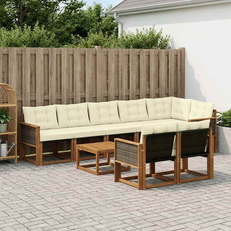 Set de canapele de exterior 9 buc. Natural și Crem