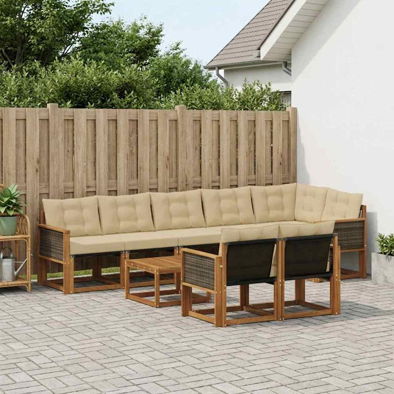 Set de canapele de exterior 9 buc. Natural și Bej