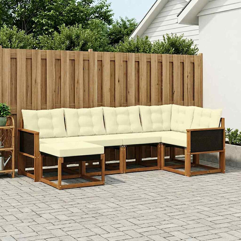 Set de canapele de exterior 6 buc. Natural și Crem