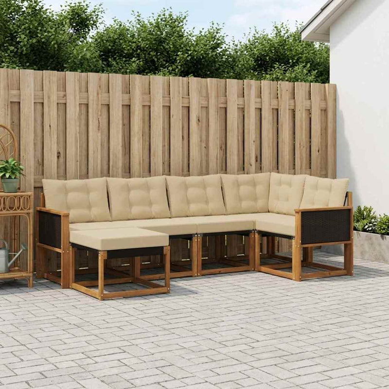 Set de canapele de exterior 6 buc. Natural și Bej