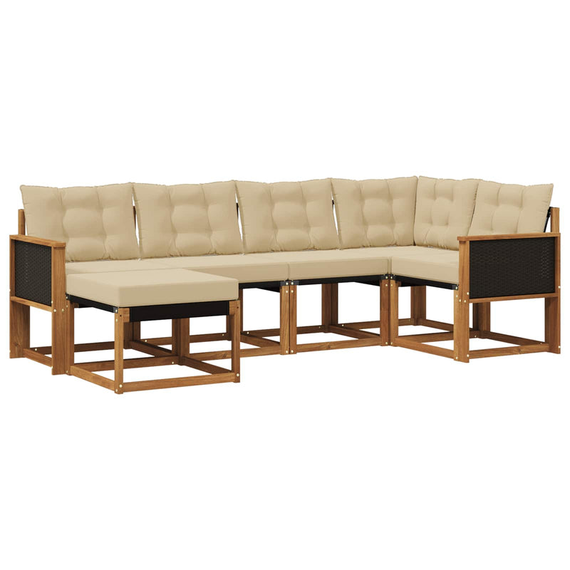 Set de canapele de exterior 6 buc. Natural și Bej