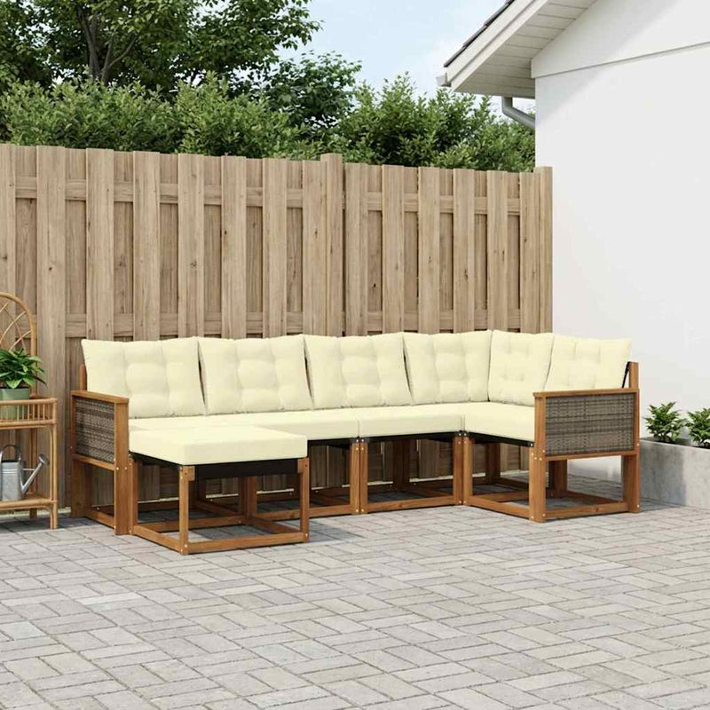 Set de canapele de exterior 6 buc. Natural și Crem
