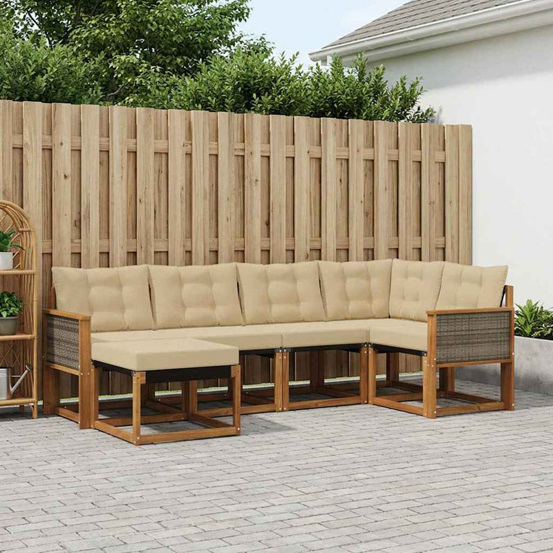 Set de canapele de exterior 6 buc. Natural și Bej