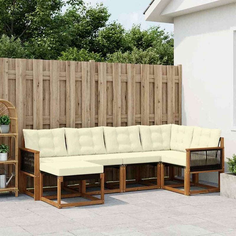 Set de canapele de exterior 6 buc. Natural și Crem