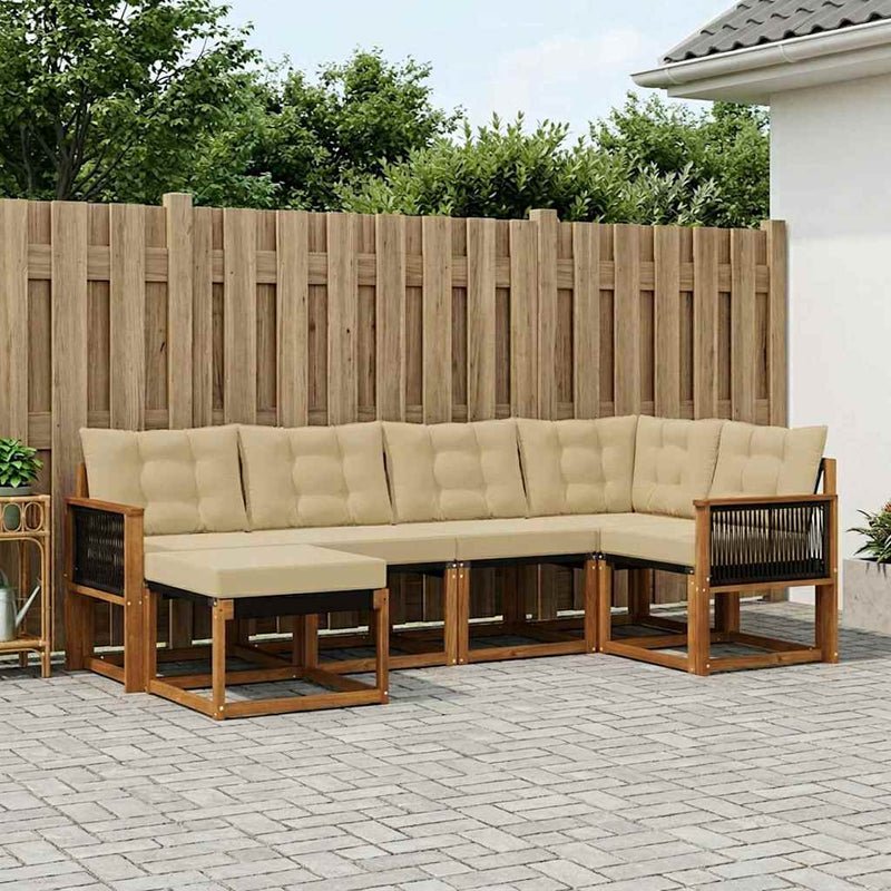 Set de canapele de exterior 6 buc. Natural și Bej