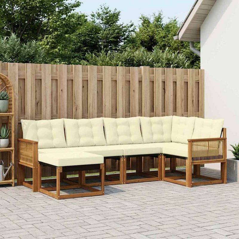Set de canapele de exterior 6 buc. Natural și Crem