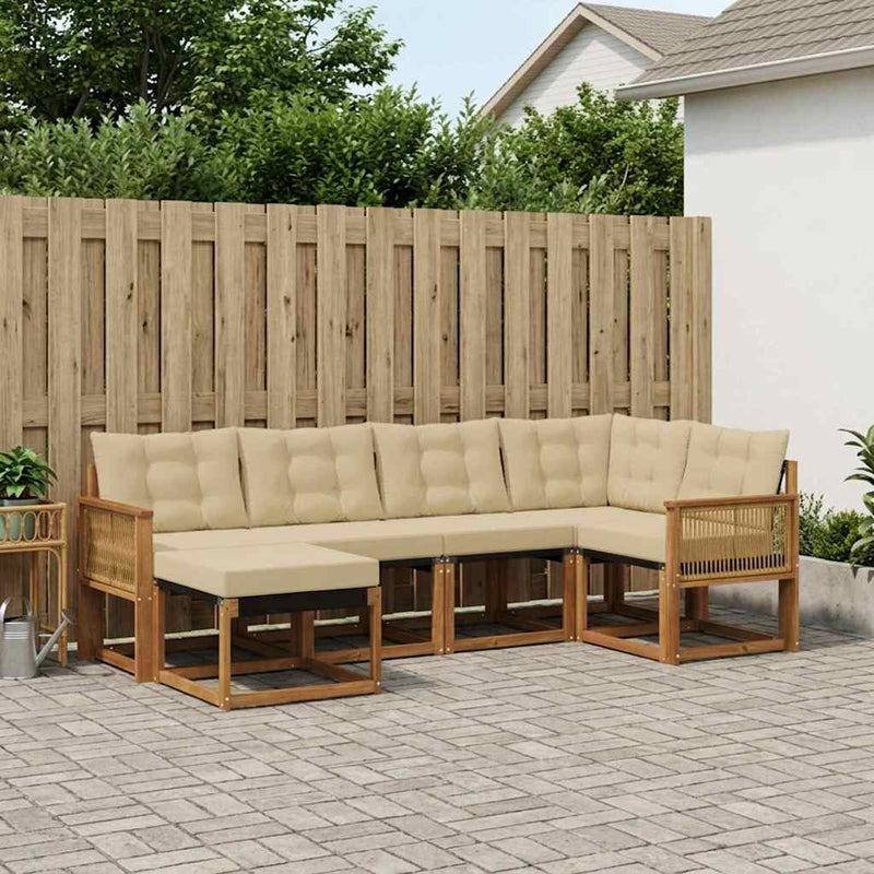 Set de canapele de exterior 6 buc. Natural și Bej