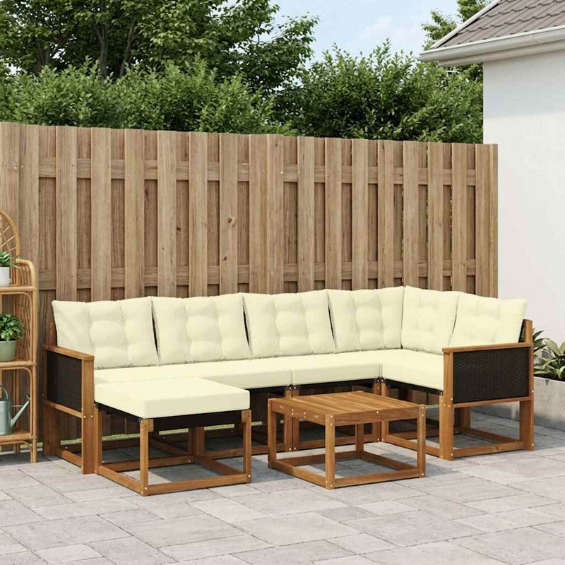 Set de canapele de exterior 7 buc. Natural și Crem