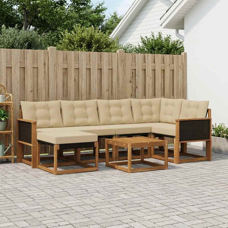 Set de canapele de exterior 7 buc. Natural și Bej