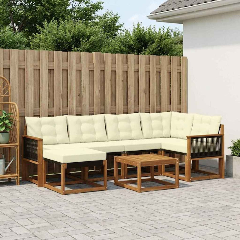 Set de canapele de exterior 7 buc. Natural și Crem