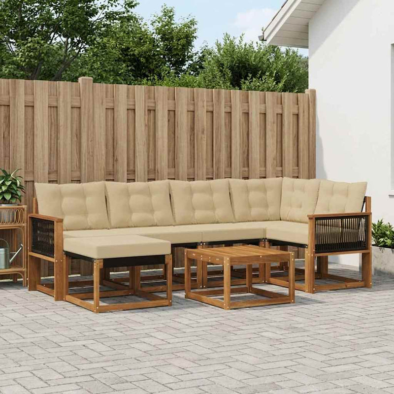 Set de canapele de exterior 7 buc. Natural și Bej